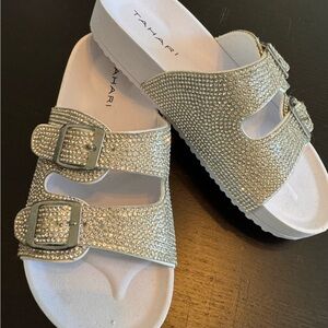 Tahari Kids Girls Sandals Size 1 White Rhinestone New